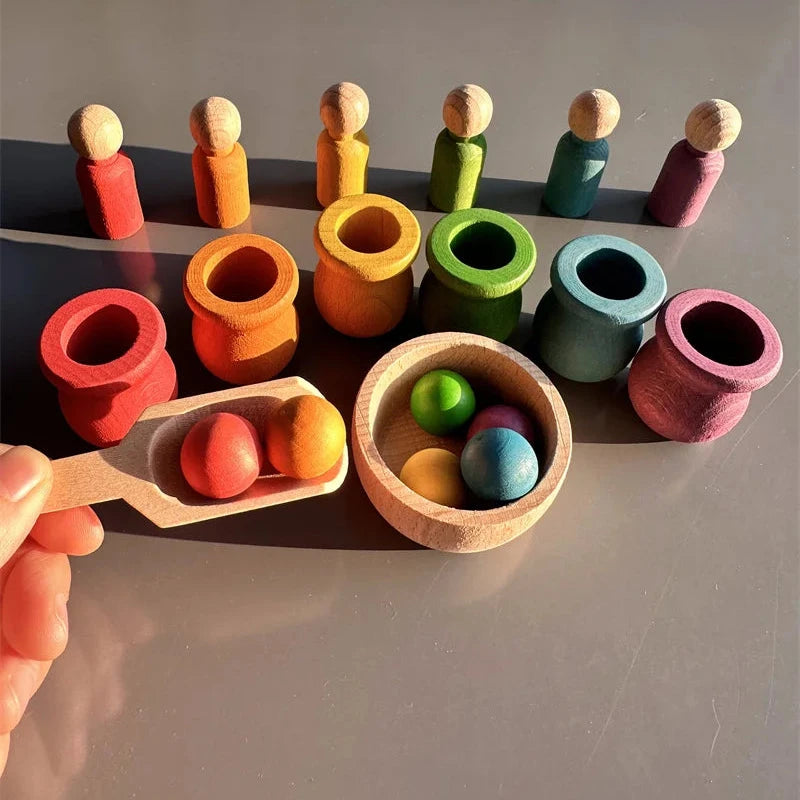 Rainbow Peg Doll Sorting Set