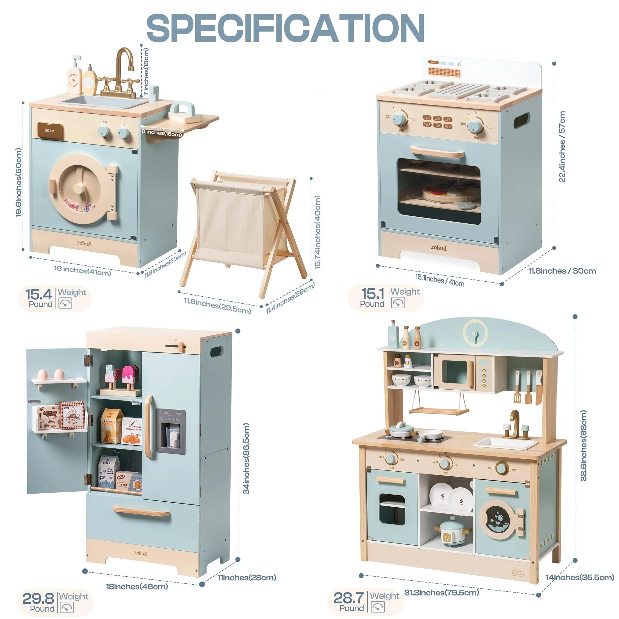 Blue Wooden Play Kitchen