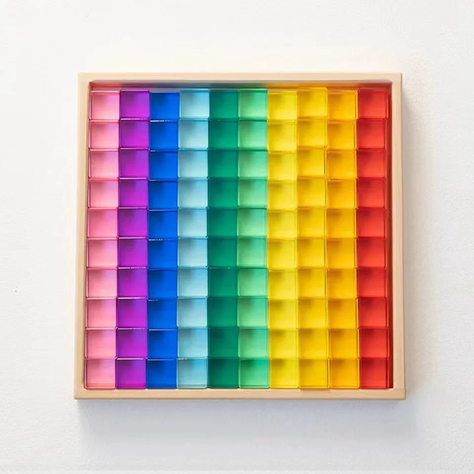 Rainbow Transparent Acrylic Stacking Blocks for Kids
