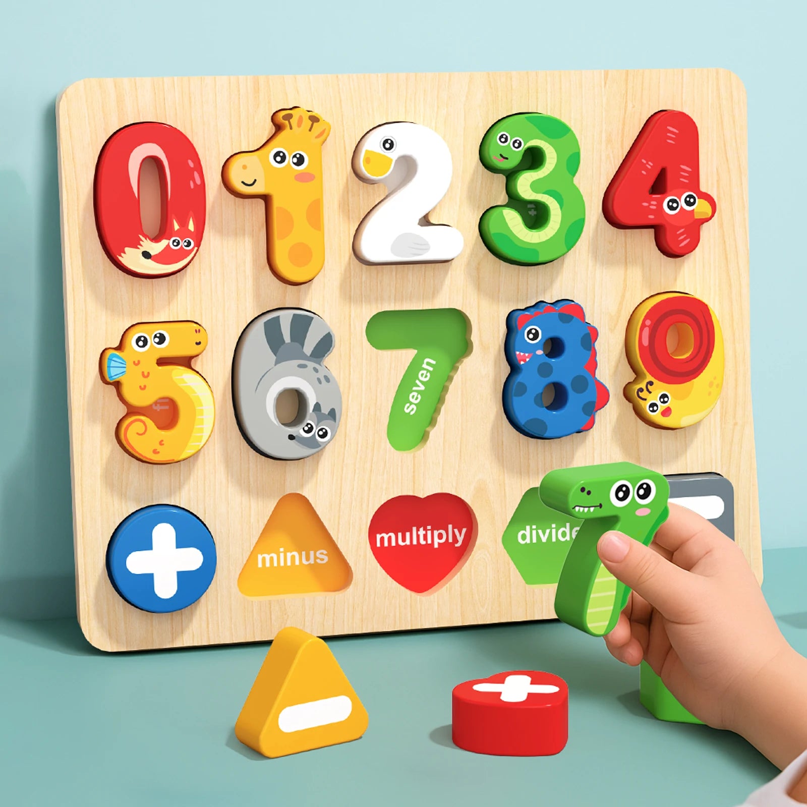 3D Animal Alphabet and Number Puzzle Board for Toddlers