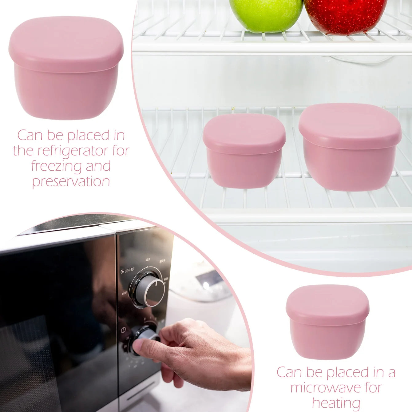 Silicone containers stored in the fridge and heated in a microwave
