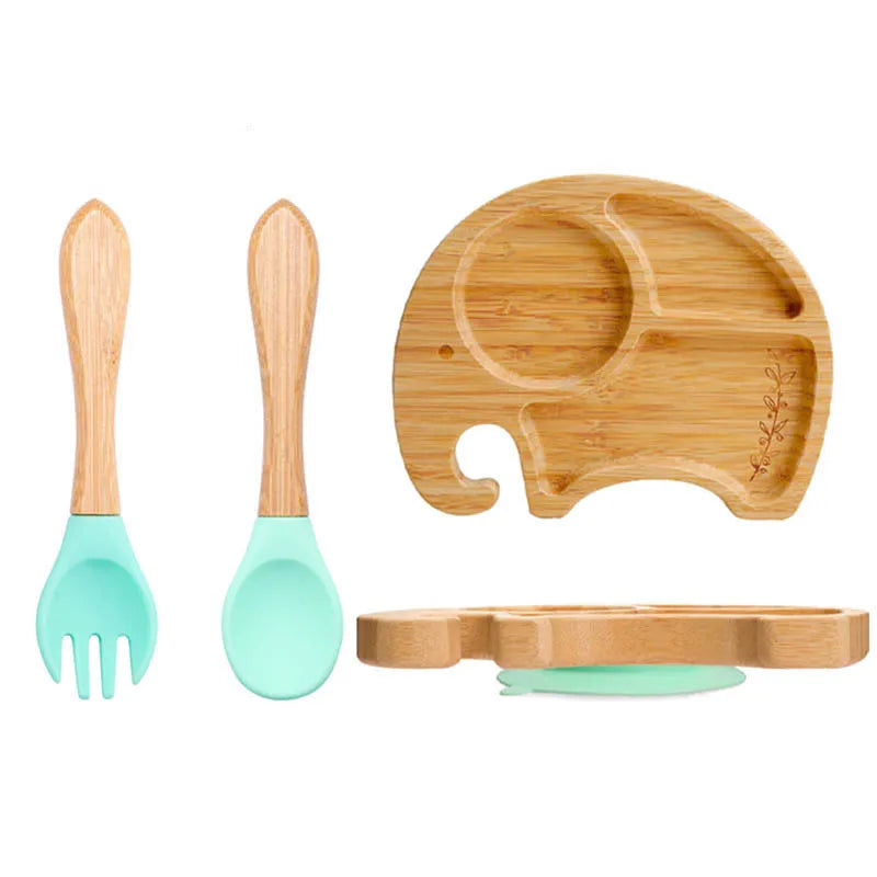 3pc Bamboo Baby Plate Set with Spoon & Fork
