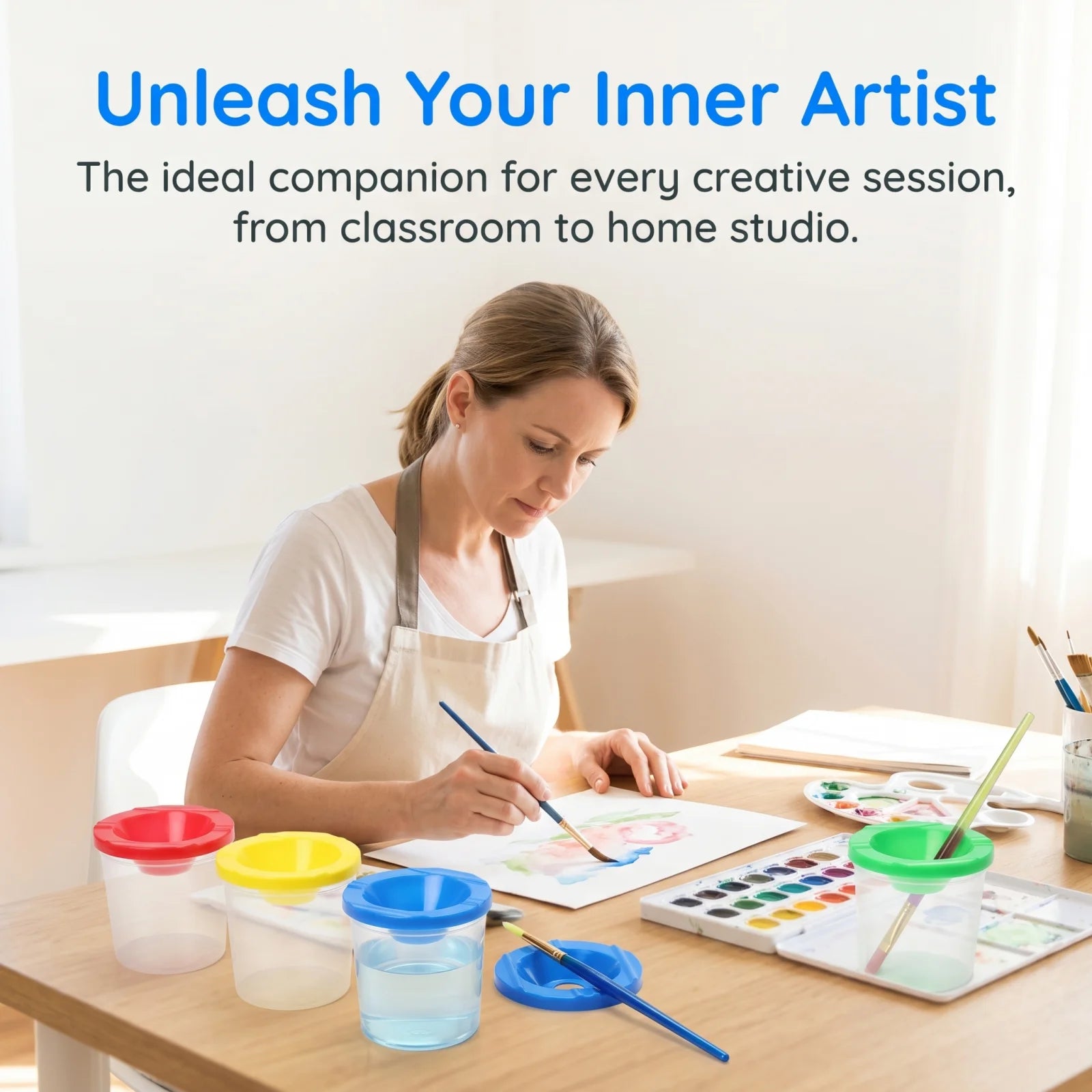 4-8pcs Painting Cups - Spill-Proof Paint Containers and Brush Holders