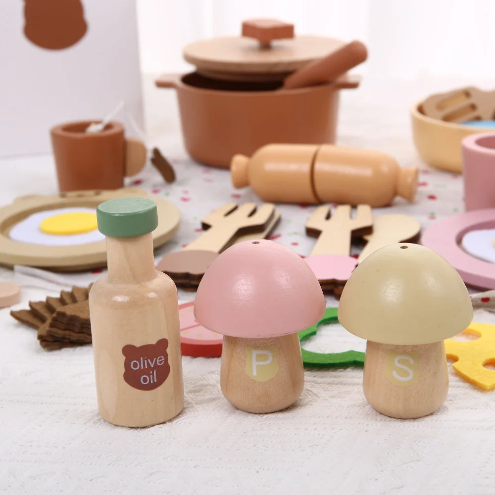 Little Bear Wooden Cooking & Breakfast Play Set