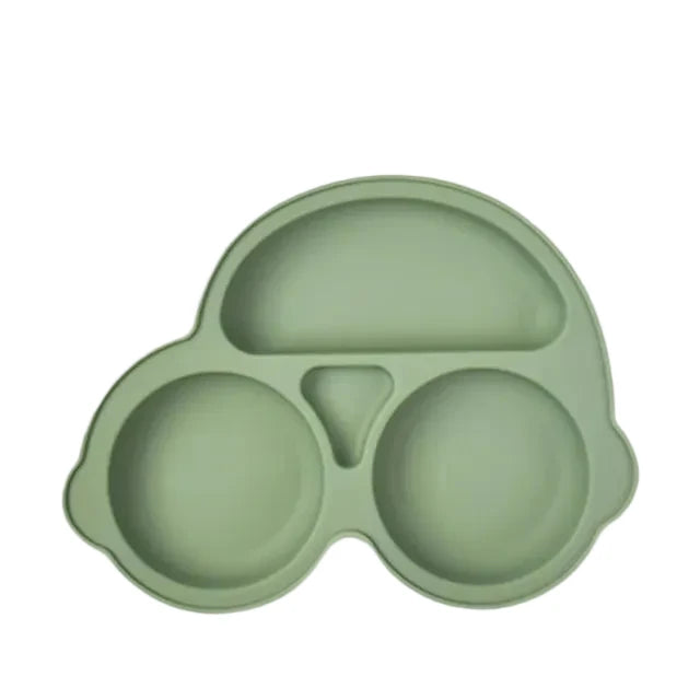 Green silicone tray with compartments on a white background