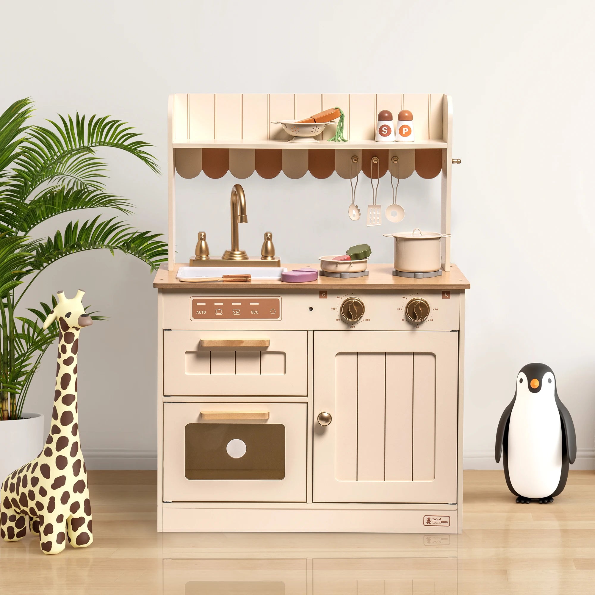 Wooden Play Kitchen Set with Accessories