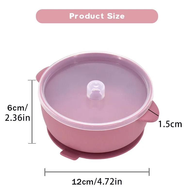 Suction bowl with lid, 12cm wide and 6cm tall