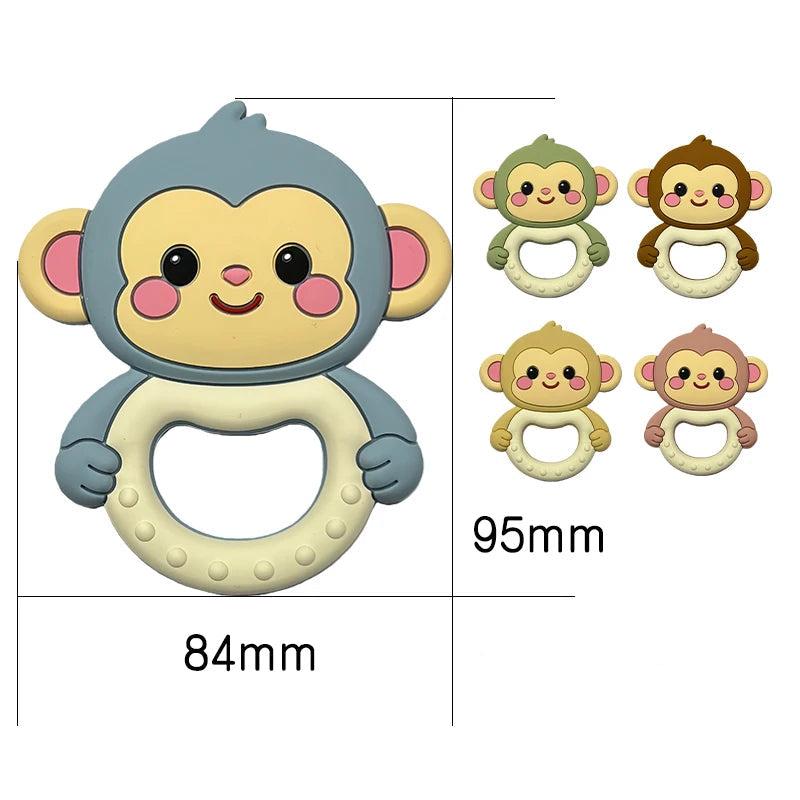 Silicone Monkey Teether with Ring - Oliver & Company