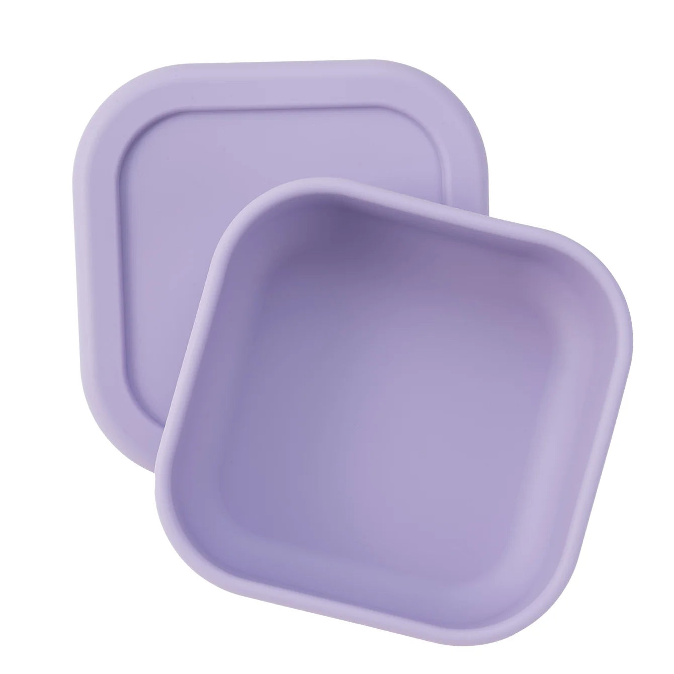 Square silicone snack container with lid in Lavender