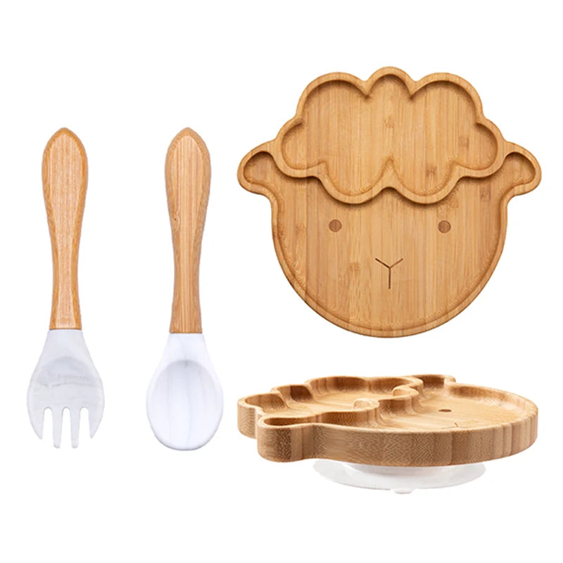 3pc Bamboo Baby Plate Set with Spoon & Fork