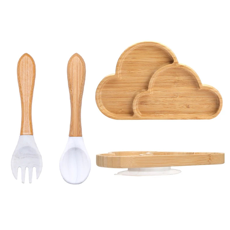 3pc Bamboo Baby Plate Set with Spoon & Fork