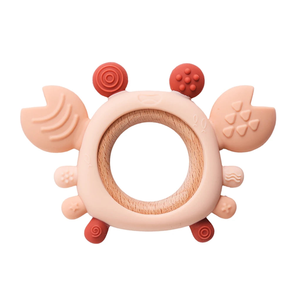 Colorful Cartoon Crab Baby Teething Toy | Oliver Montessori