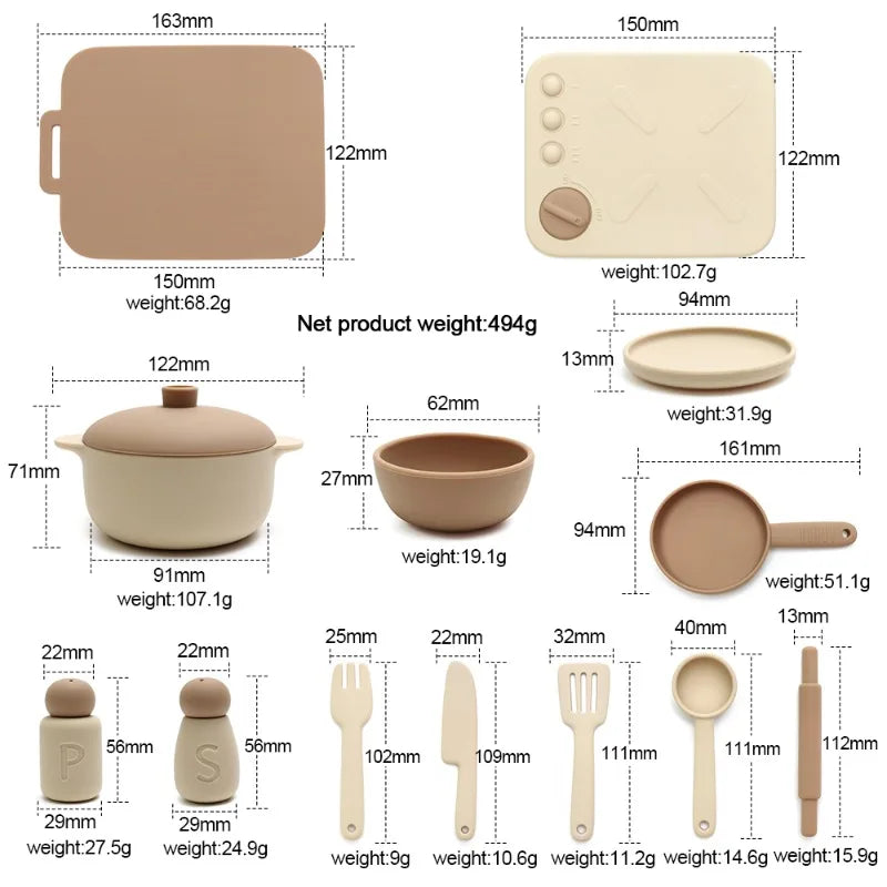 Food Grade Silicone Kitchen Toys Set for Kids