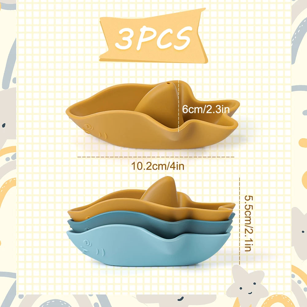 Silicone Stacking Boat Bath Toy Set | Oliver Montessori Toys