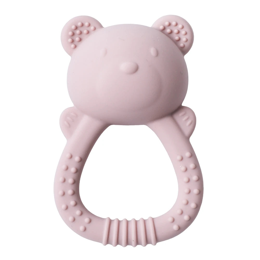 Bear Silicone Baby Teether Rattle – BPA-Free Sensory Toy