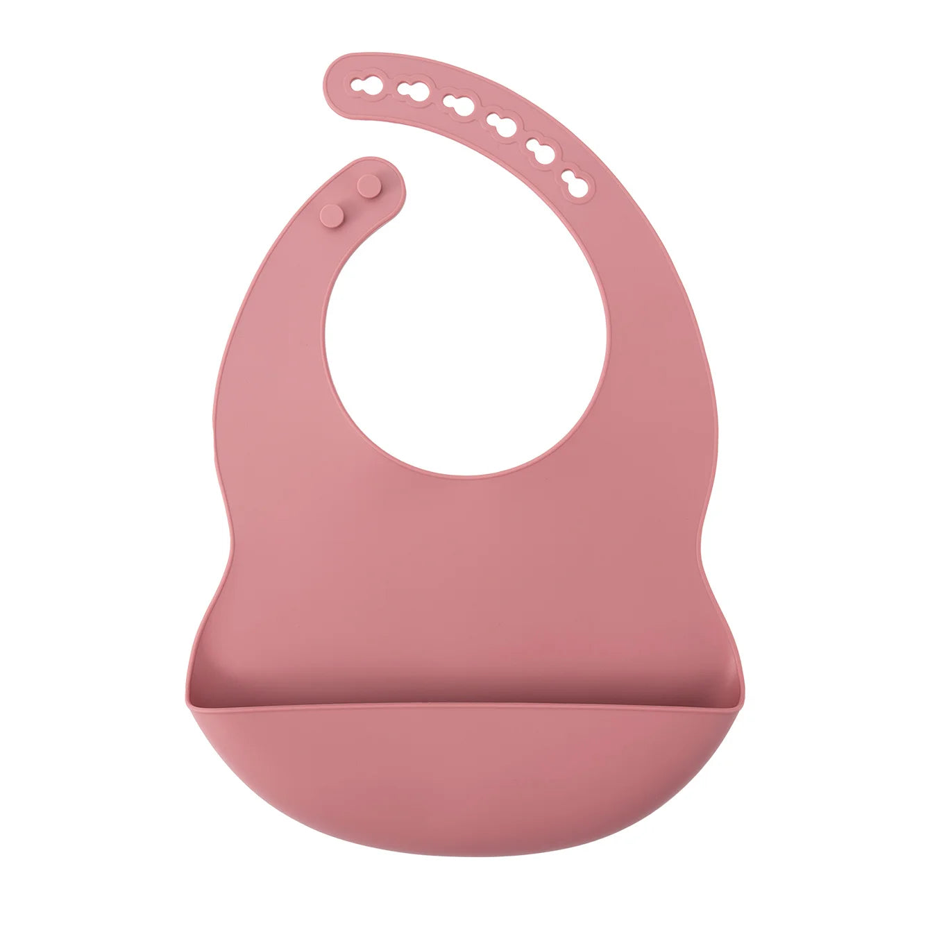 Adjustable silicone baby bib in Powder Rose