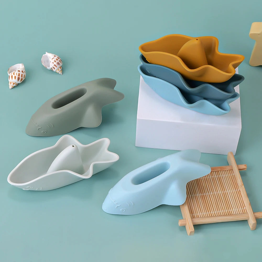 Silicone Stacking Boat Bath Toy Set | Oliver Montessori Toys