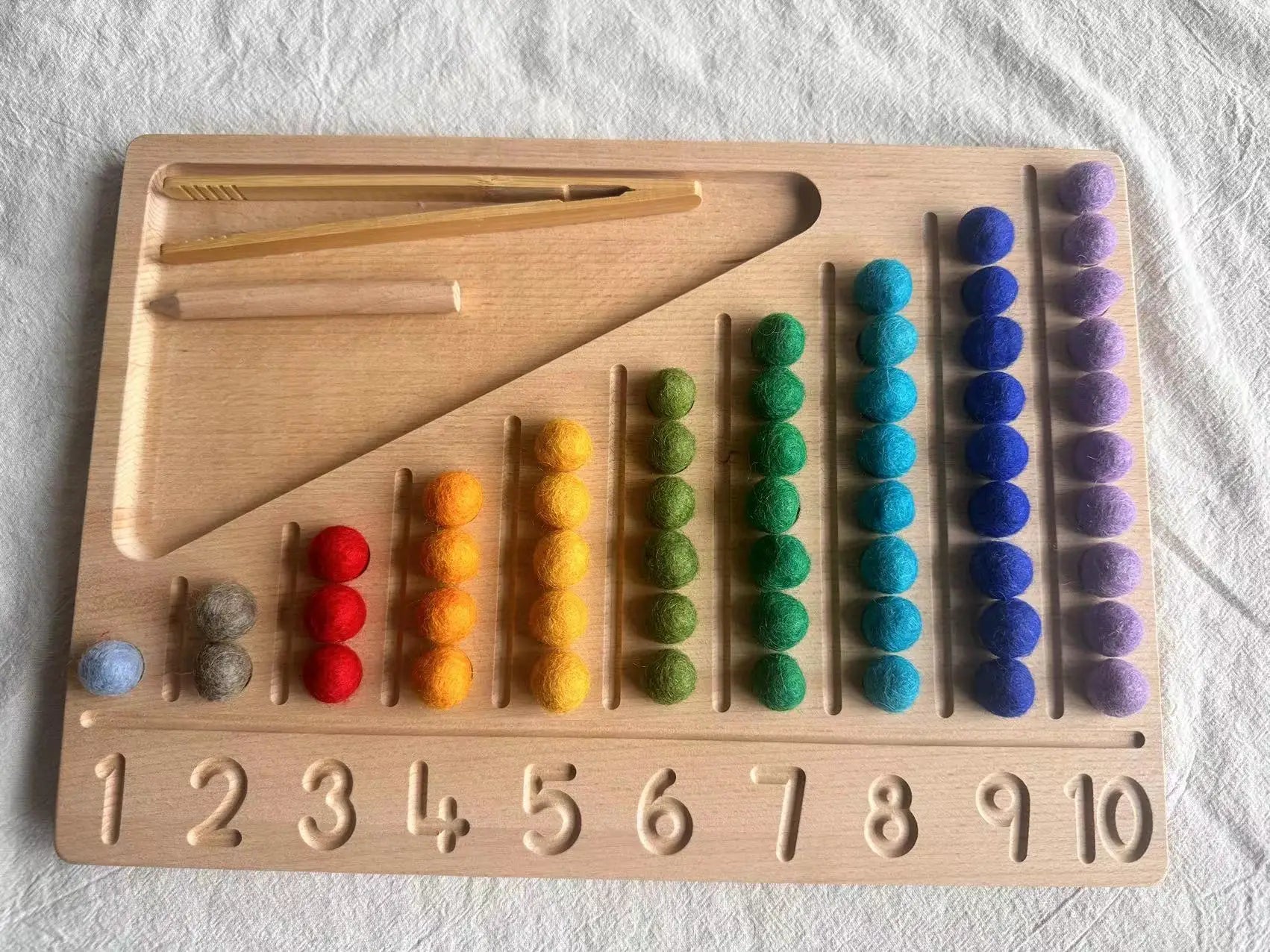 Wooden 100 Peg Board with Beads, Alphabets, and Numbers