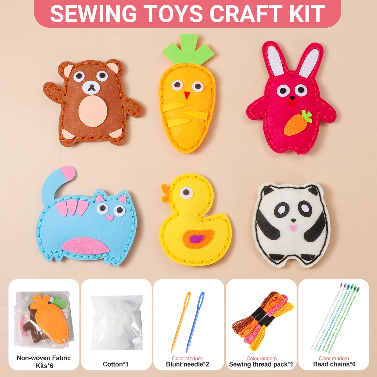 Felt Animal Sewing Kit for Kids – 6 Characters – Oliver & Company