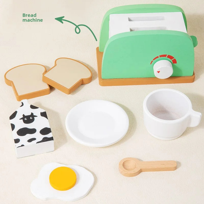 Green Wooden Kitchen Appliance Pretend Play Set for Kids