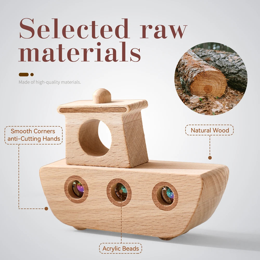 Montessori Wooden Kaleidoscope Boat Toy | Oliver and Company