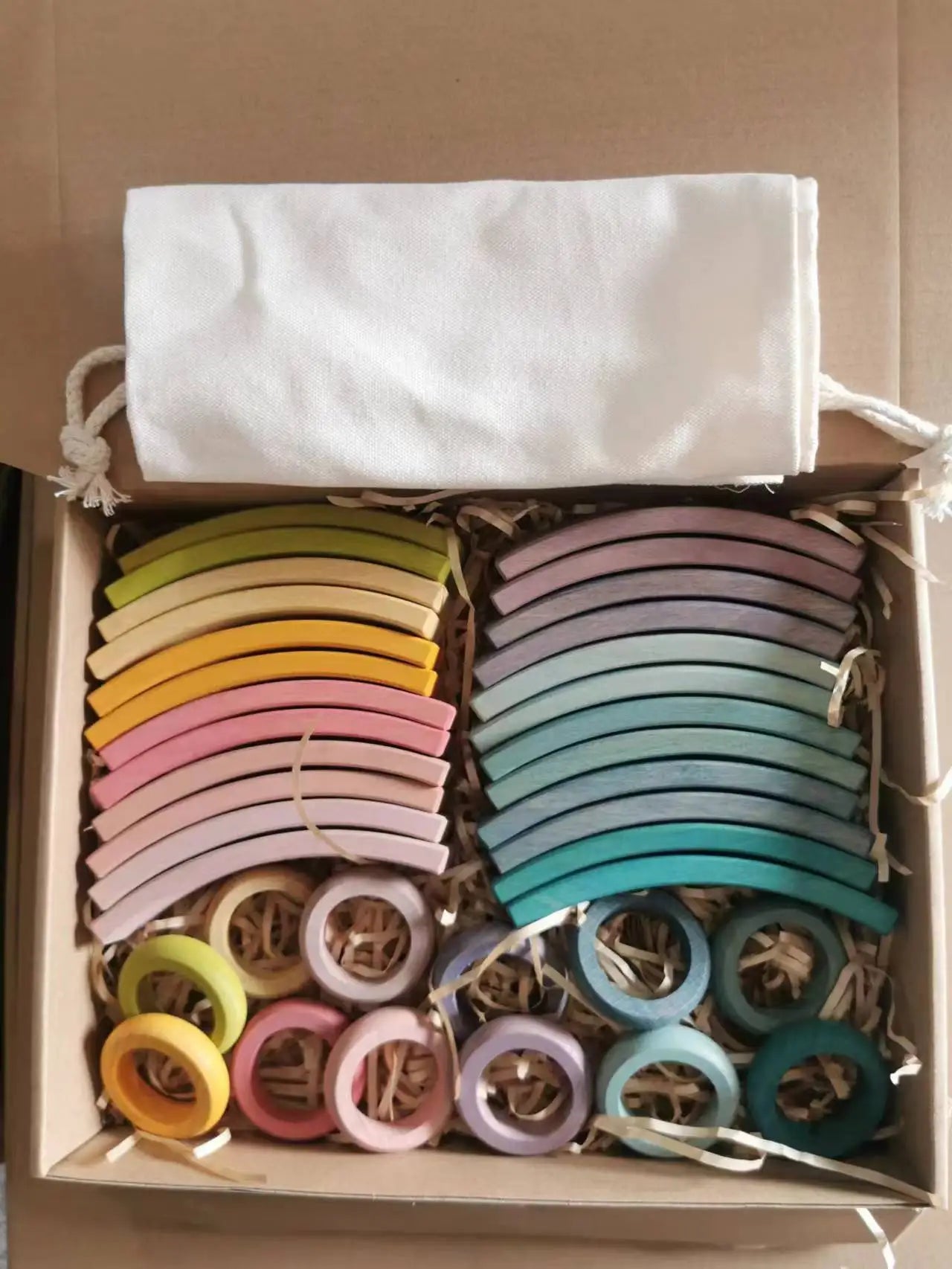 Wooden Rainbow Arch Stacking Blocks for Kids