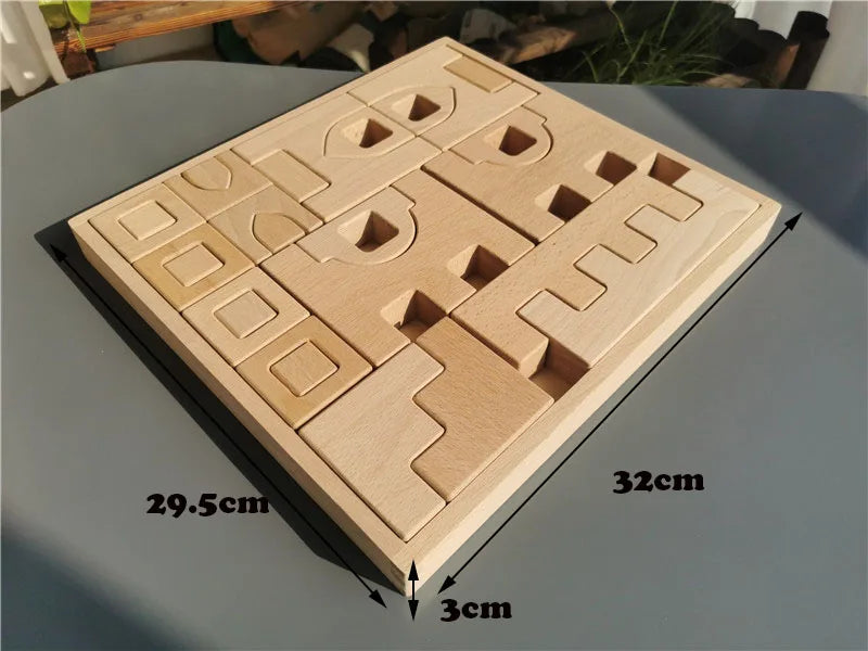 Wooden Building Blocks & Stacking Castle Toys with Transparent Cubes | Oliver Montessori Toys