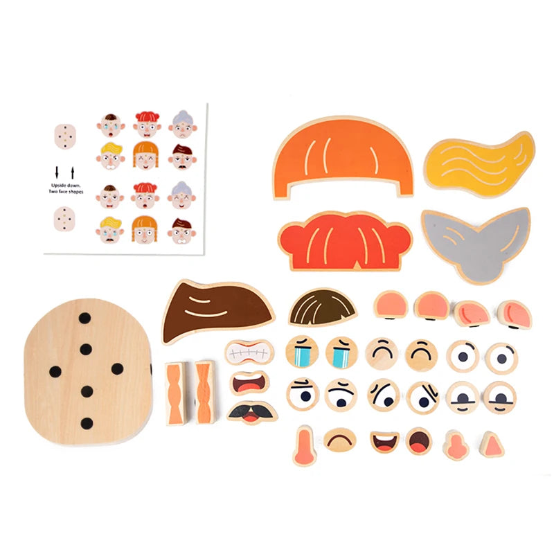 Character Change Face Building Blocks | Oliver Montessori Toys