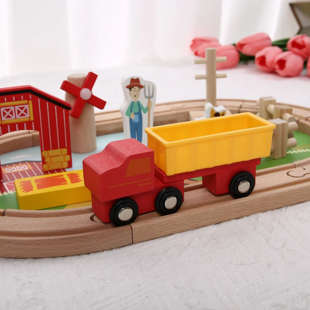 Wooden Farm Train Track Set