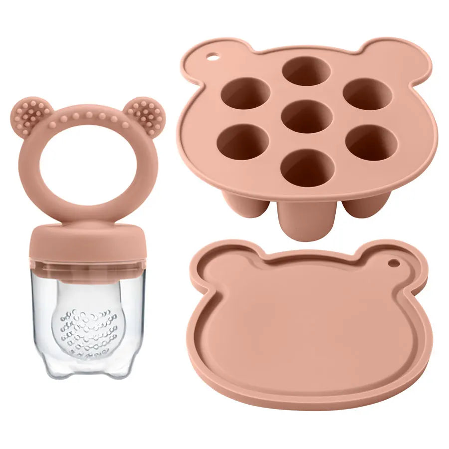 Terracotta popsicle tray, lid and fruit feeder