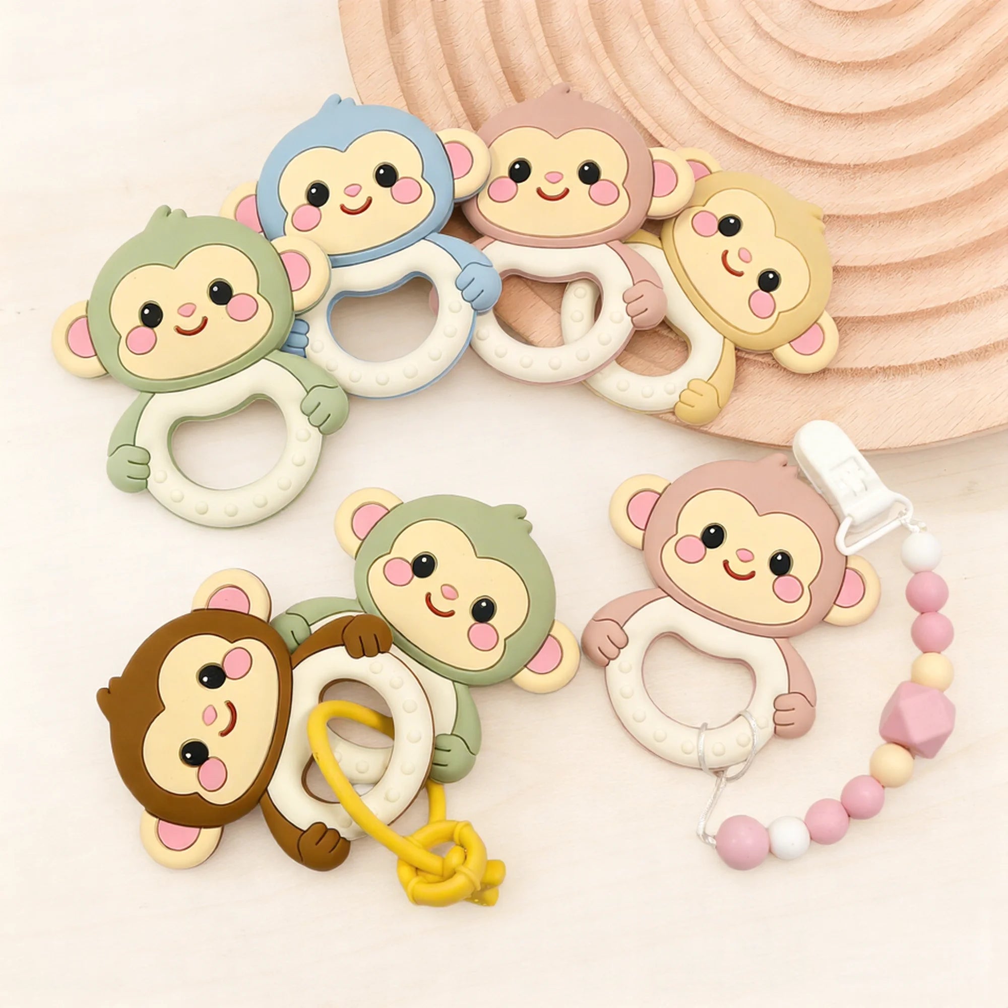 Silicone Monkey Teether with Ring - Oliver & Company