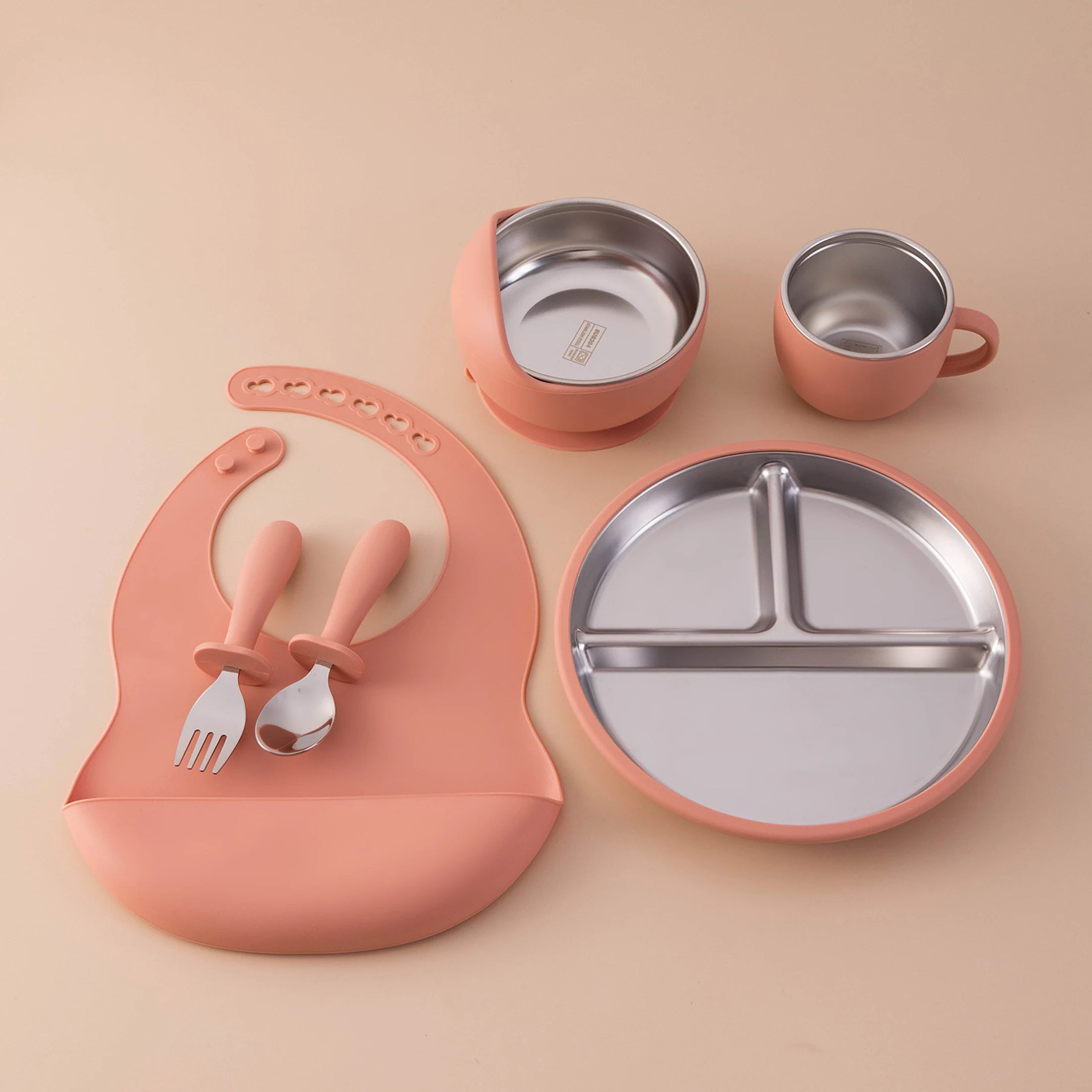Silicone and Stainless Steel Tableware Set