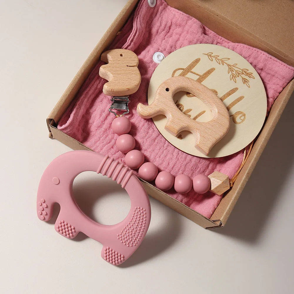 Baby Bib & Teether Elephant Gift Set