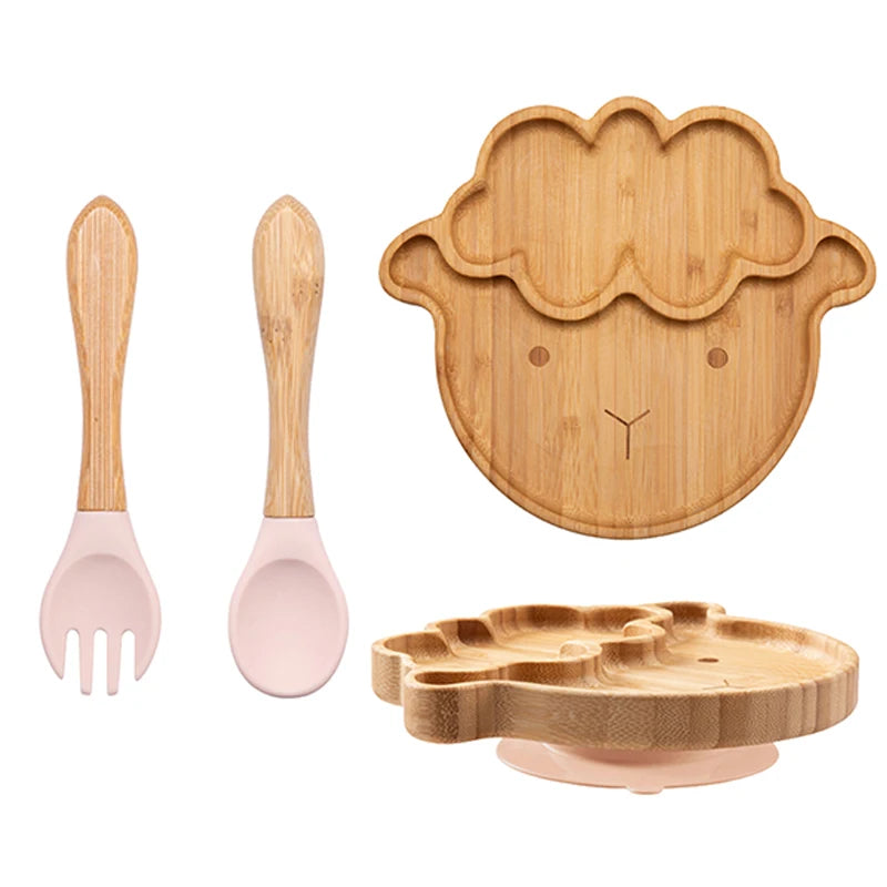 3pc Bamboo Baby Plate Set with Spoon & Fork