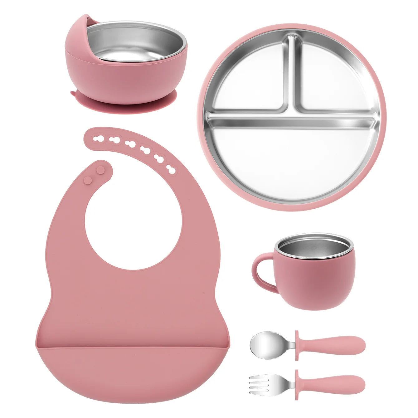 Silicone and Stainless Steel Tableware Set