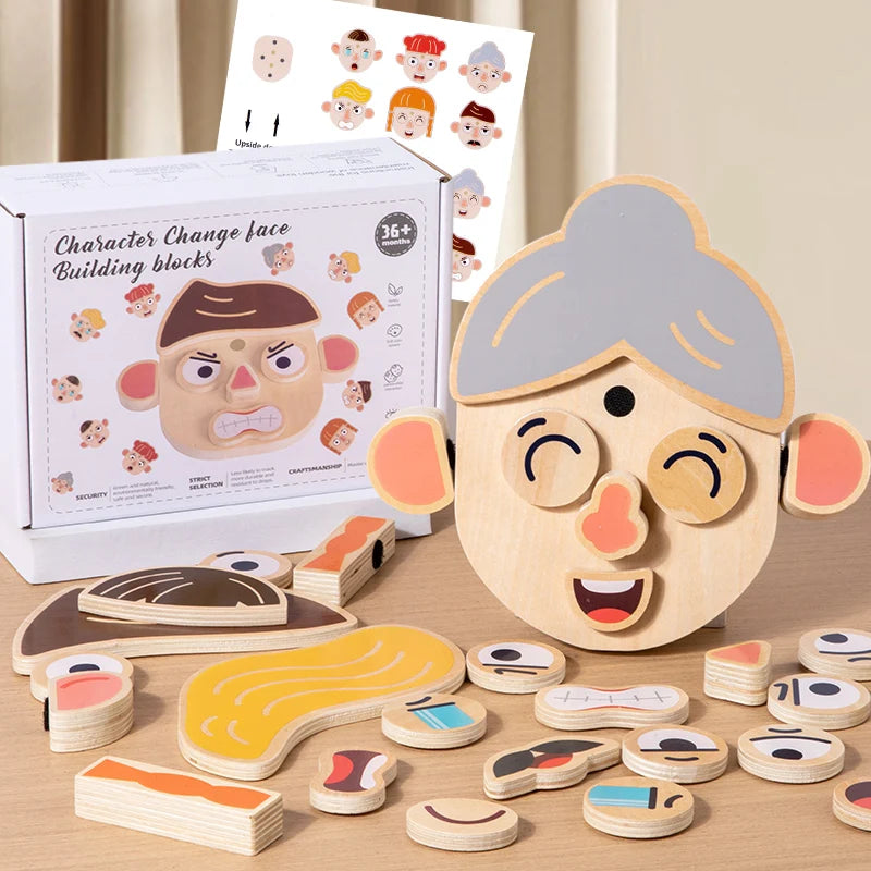 Character Change Face Building Blocks | Oliver Montessori Toys