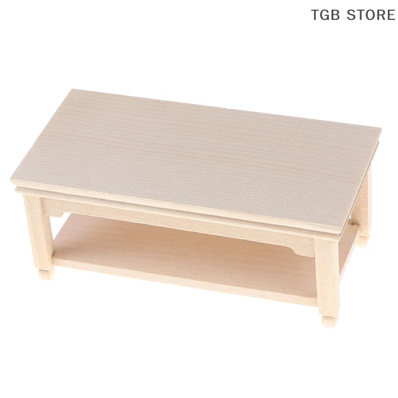 Mini Wooden Coffee Table – 1:12 Scale Dollhouse Teapoy Furniture