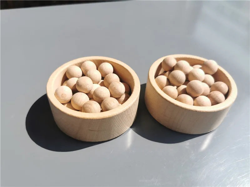 Wooden Montessori Counting Board Sets – Walnut Frame, Number Tiles & Felt Balls