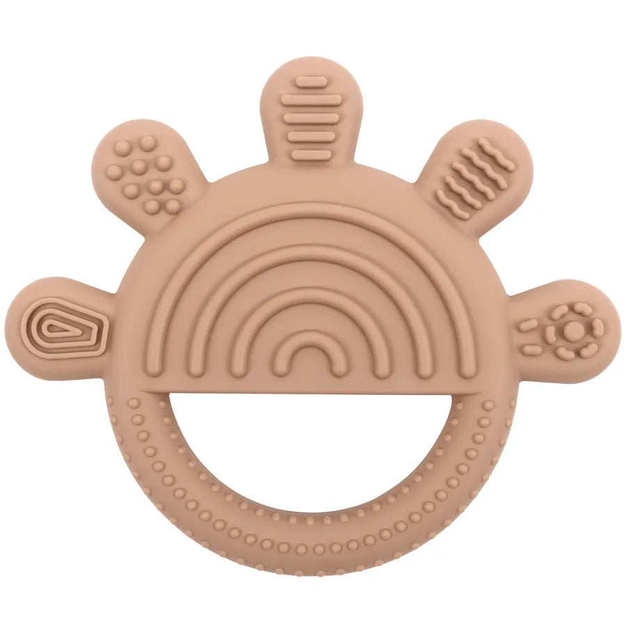 Tan rainbow sun silicone teether