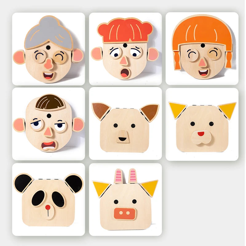 Character Change Face Building Blocks | Oliver Montessori Toys