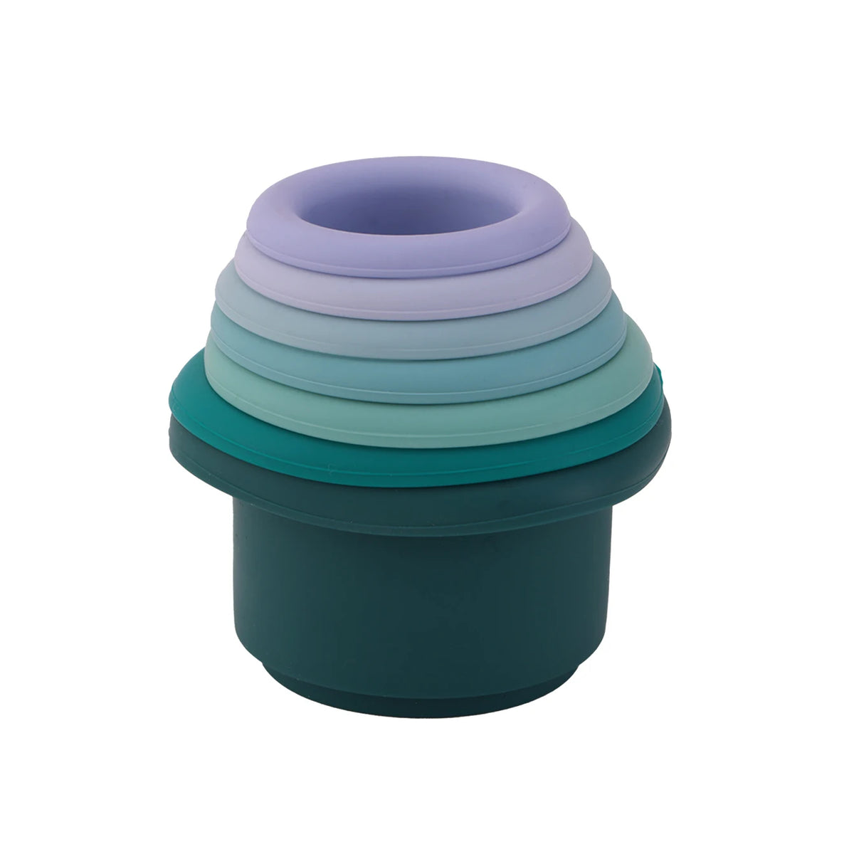 Cool tones silicone hourglass stacking cups