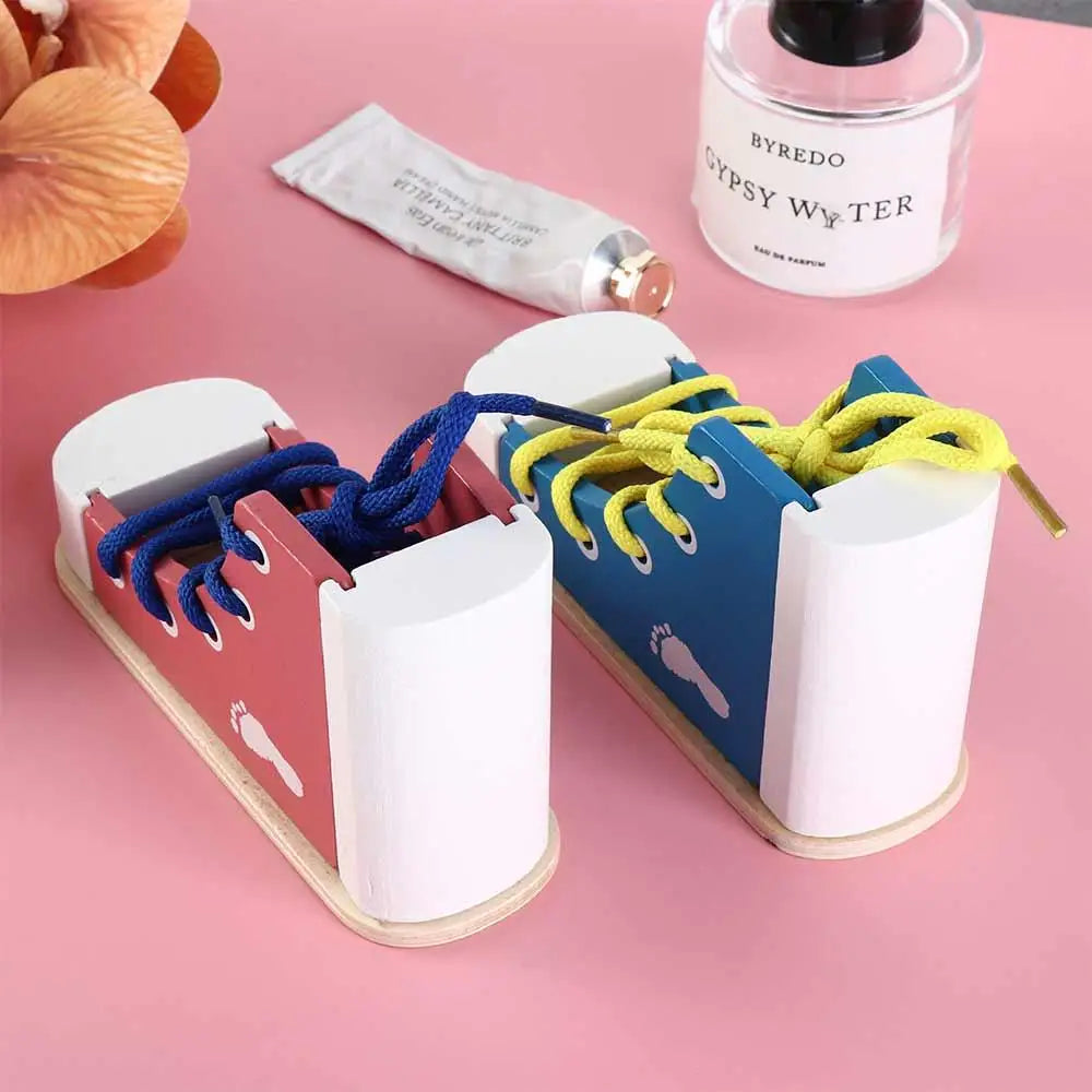 Wooden Shoe Tying Toy | Oliver and Company Montessori Toys
