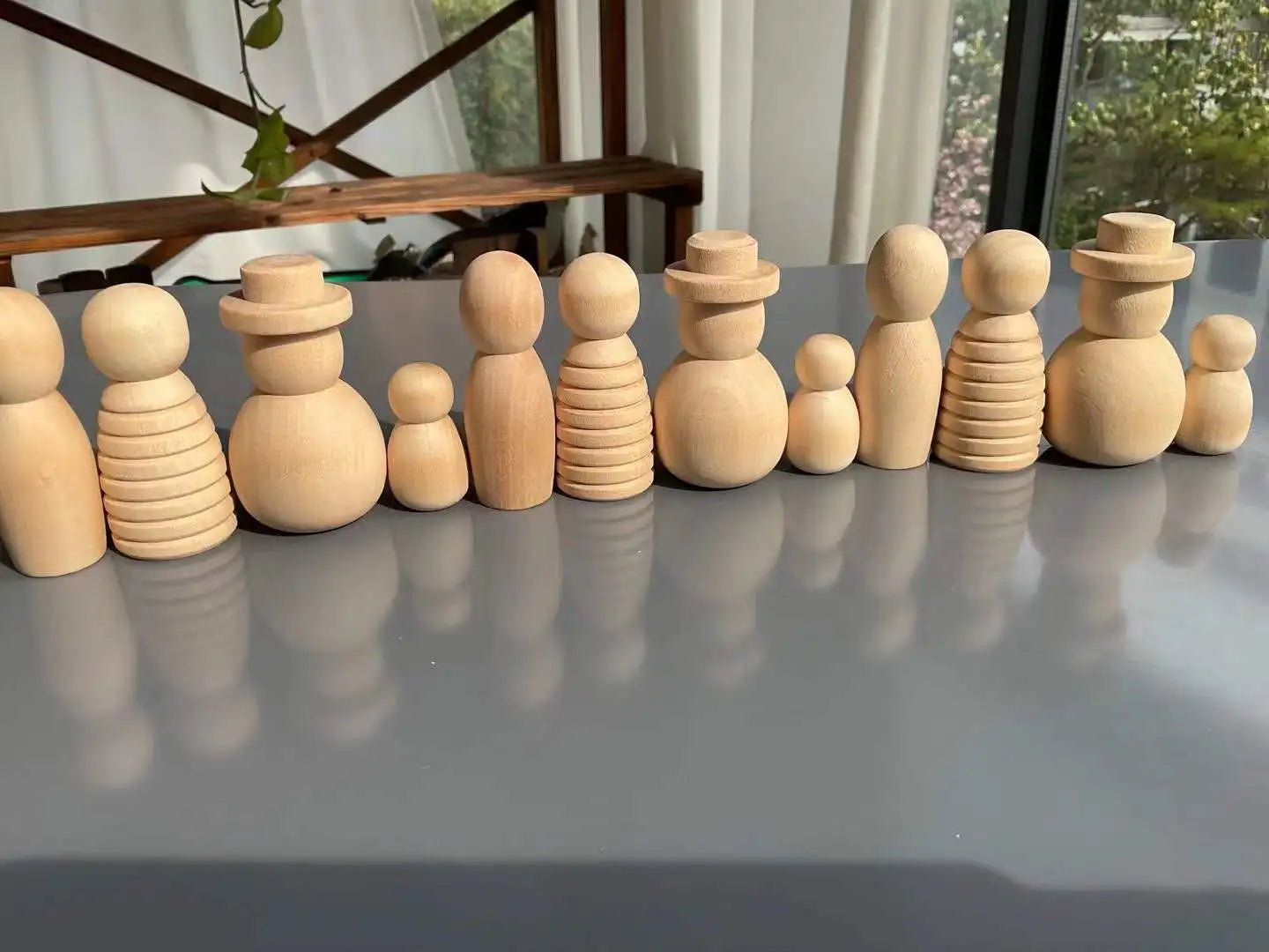 Handmade Rainbow Peg Dolls | Wooden Family Set of 12