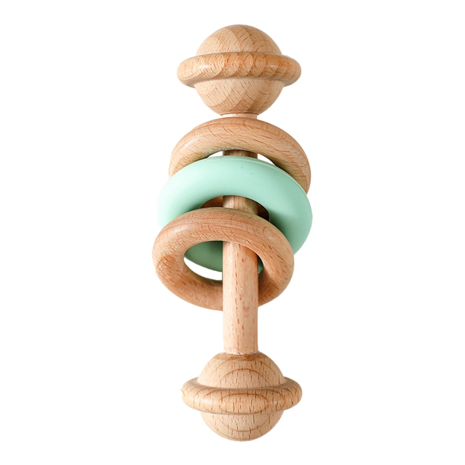 Baby Toys Wooden Rattles with Silicone Rings | Oliver Montessori