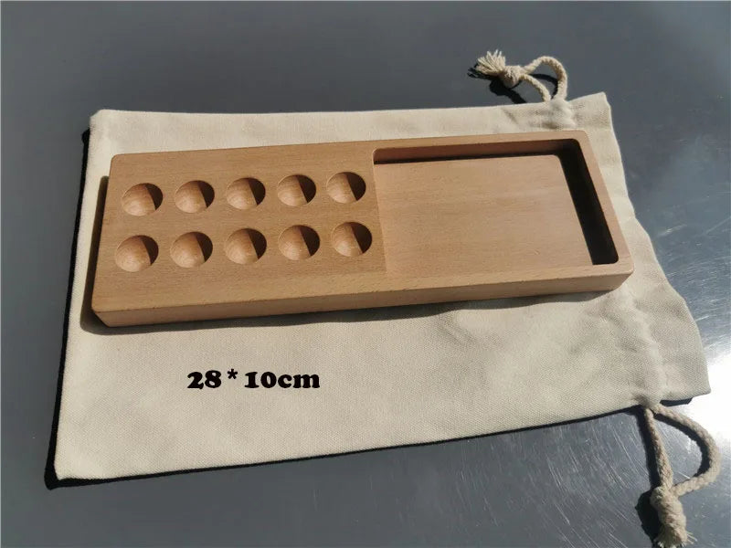 Wooden Montessori Counting Board Sets – Walnut Frame, Number Tiles & Felt Balls