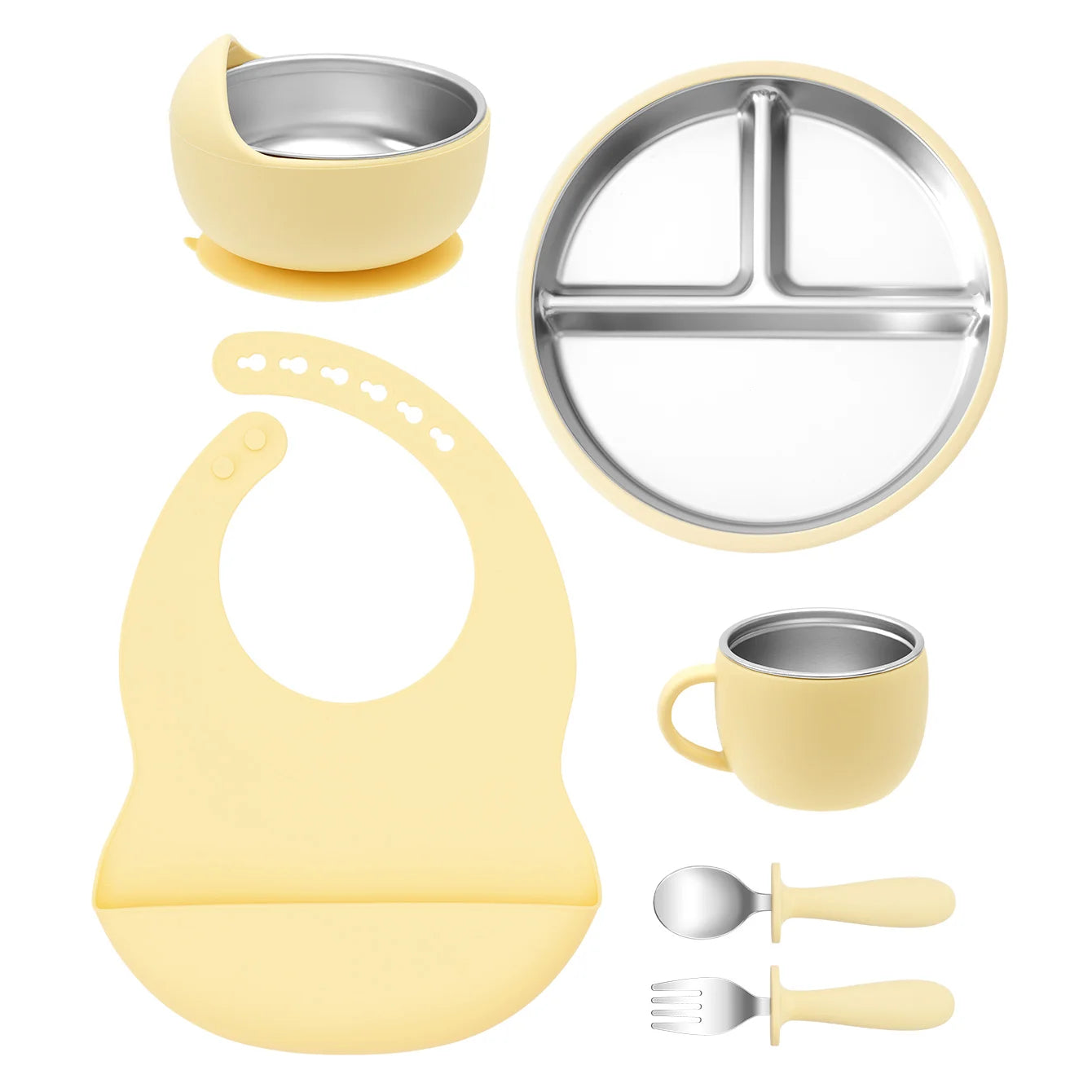 Silicone and Stainless Steel Tableware Set