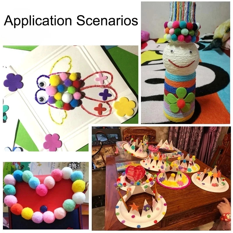500/2000Pcs Mixed Color Fluffy Soft Colored Pompoms for Crafts