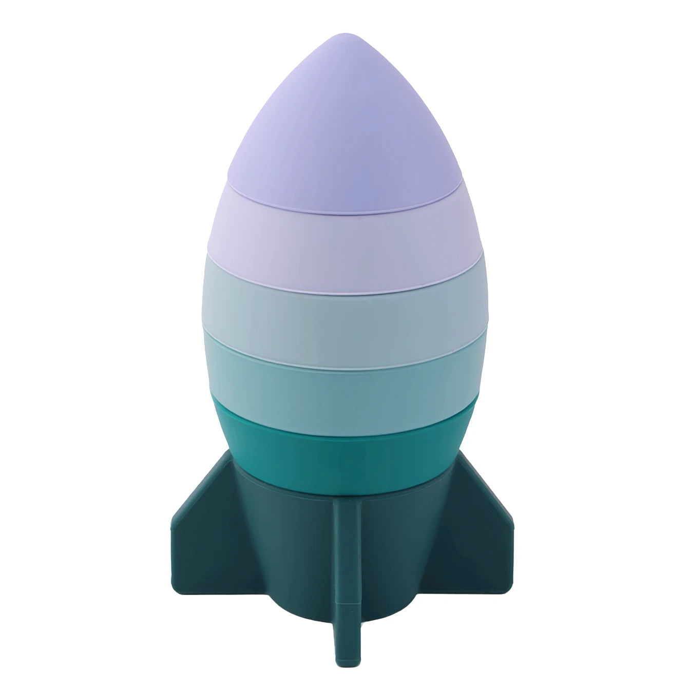 Silicone rocket stacker in blue and green