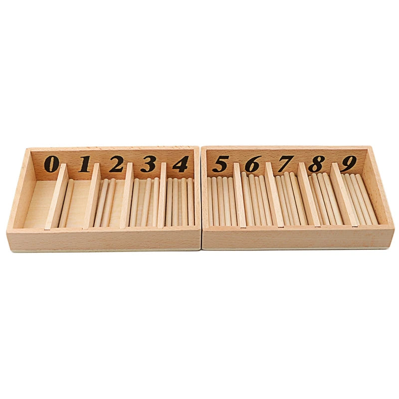 Spindle boxes side by side labeled 0 to 9