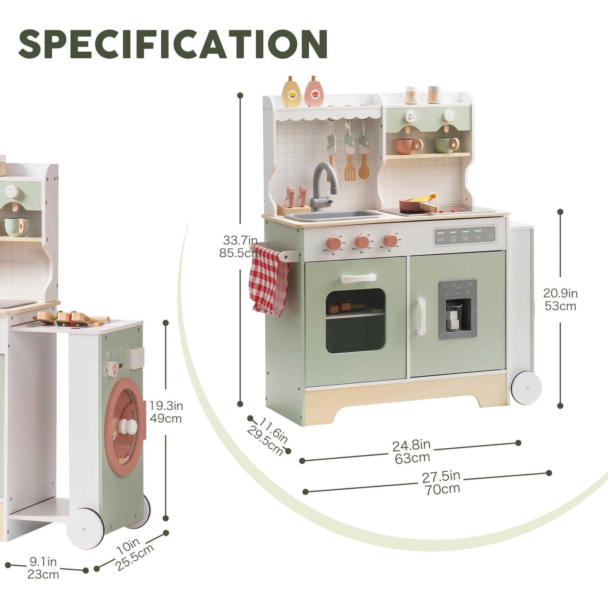 Wooden Play Kitchen Set with BBQ Grill and Accessories